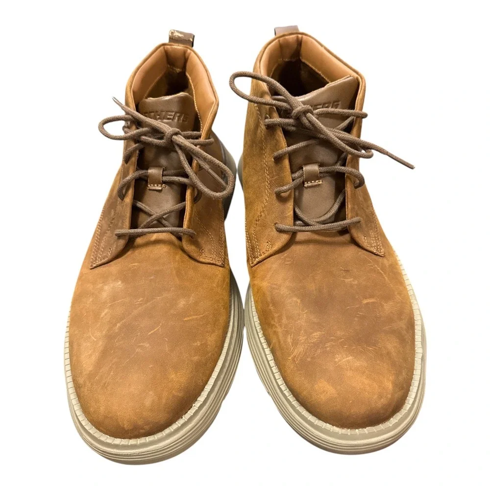 Skechers Chukka Boot Mens 11.5 Brown Leather Memory Foam 204903